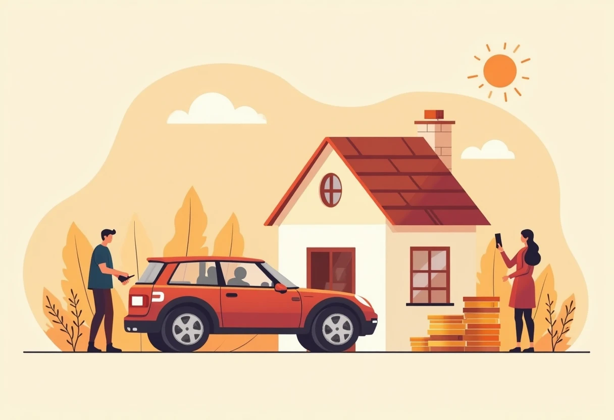 Auto nuevo frente a casa moderna